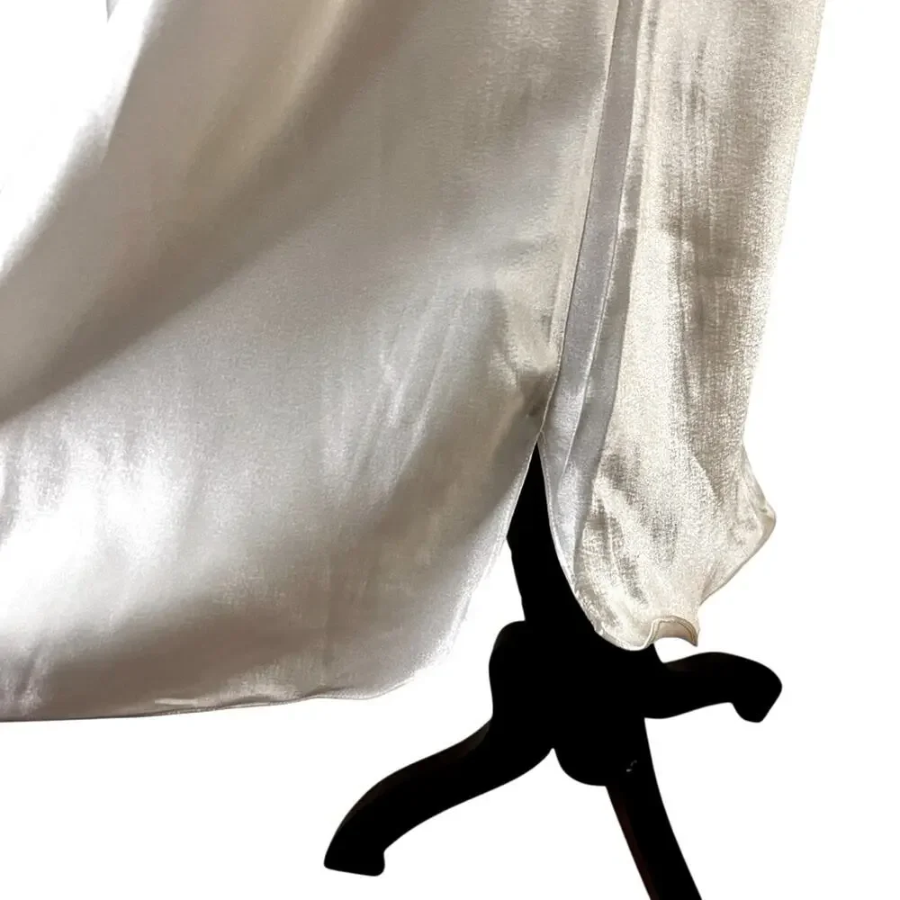 Vintage 90s Satin Bridal Slip Dress – Hand Embroidered, French Seams, Size L - Picture 9 of 11